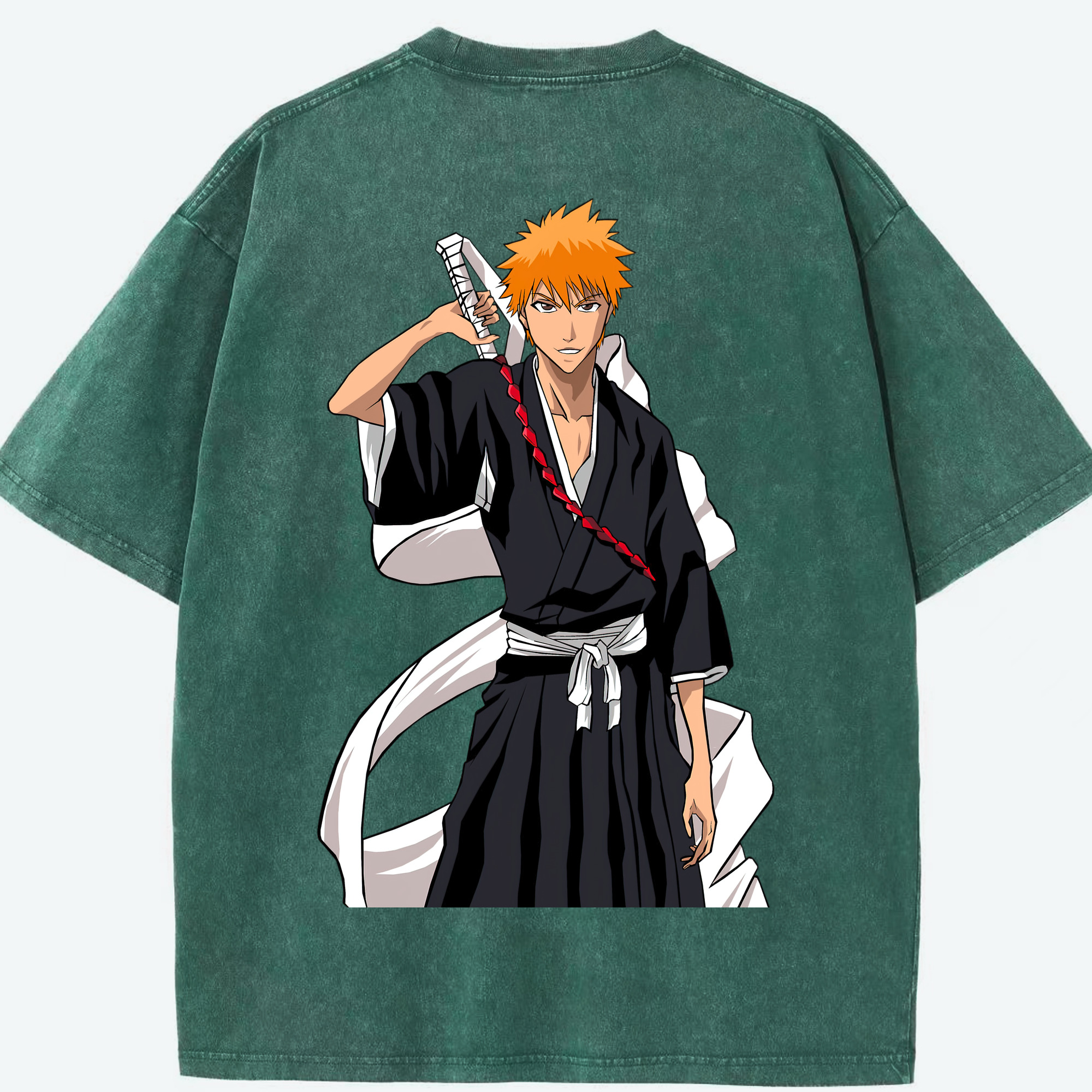（画像用） ブリーチ 黒崎一護（くろさき いちご）BLEACH Kurosaki Ichigo 綿100% ヴィンテージ風 半袖Tシャツ（背面プリント）